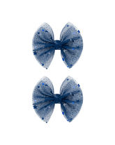 Blue Stars Tulle Bow Clips